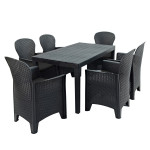 Roma Rectangular Table and Sicily Chairs in Anthracite Roma Rectangular Table and Sicily Chairs in Anthracite