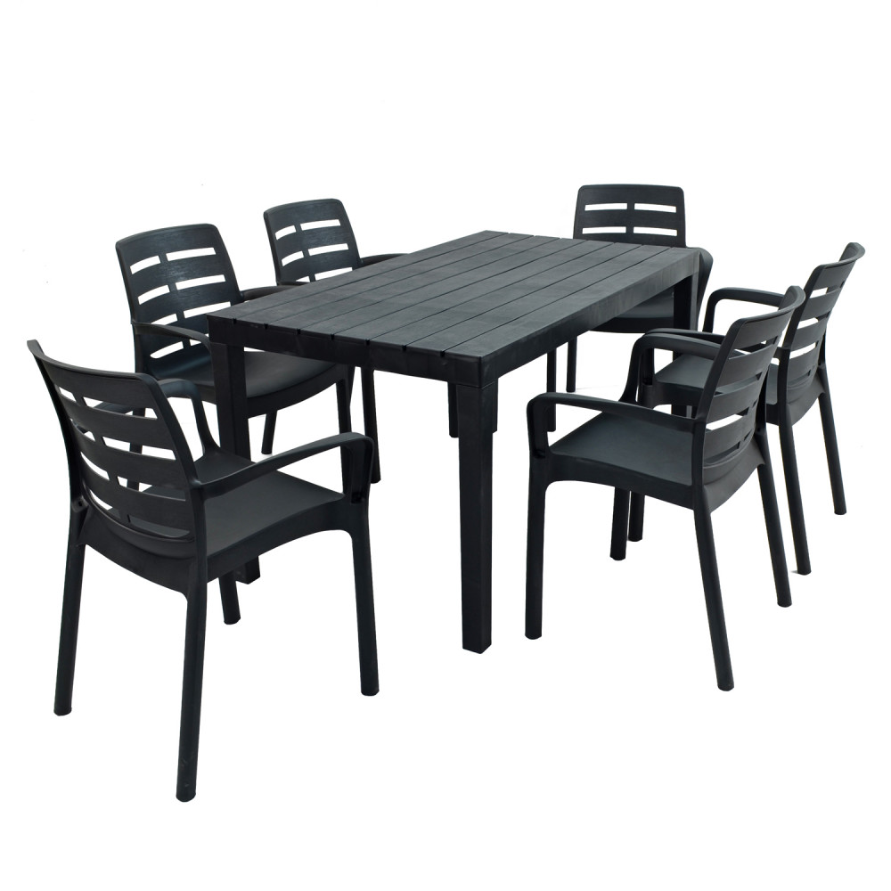 Roma Rectangular Table and Siena Chairs in Anthracite Roma Rectangular Table and Siena Chairs in Anthracite