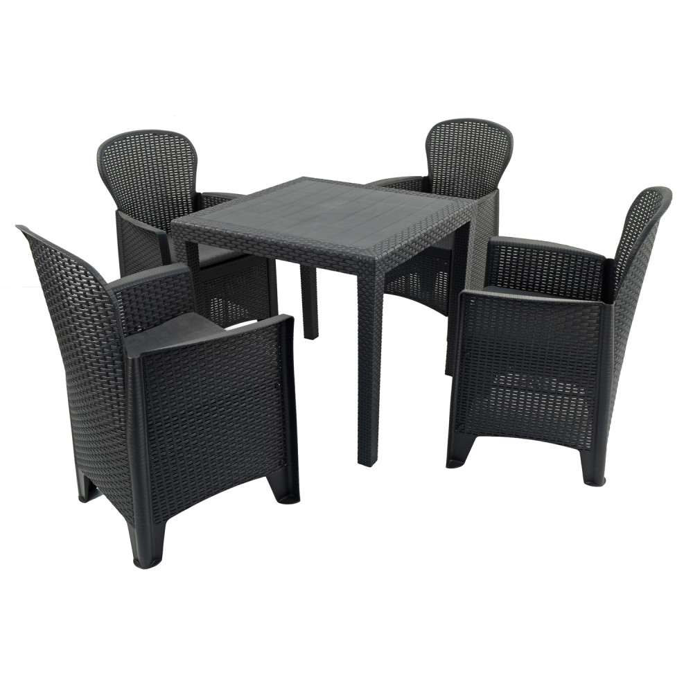 Salerno Square Table with Sicily Chairs in Anthracite