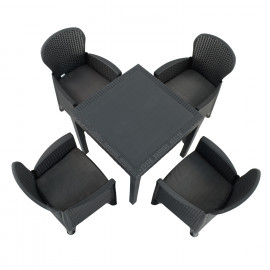 Salerno Square Table with Sicily Chairs in Anthracite