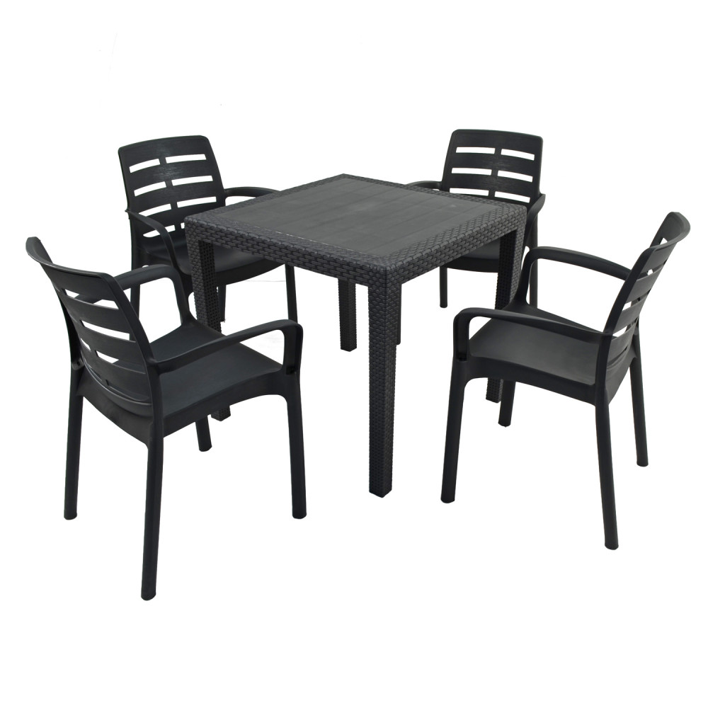 Salerno Square Table with Siena Chairs in Anthracite Salerno Square Table with Siena Chairs in Anthracite
