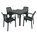 Salerno Square Table with Siena Chairs in Anthracite Salerno Square Table with Siena Chairs in Anthracite