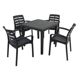 Salerno Square Table with Siena Chairs in Anthracite