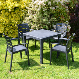 Salerno Square Table with Siena Chairs in Anthracite Salerno Square Table with Siena Chairs in Anthracite