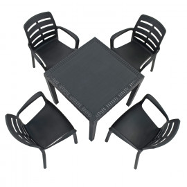 Salerno Square Table with Siena Chairs in Anthracite Salerno Square Table with Siena Chairs in Anthracite