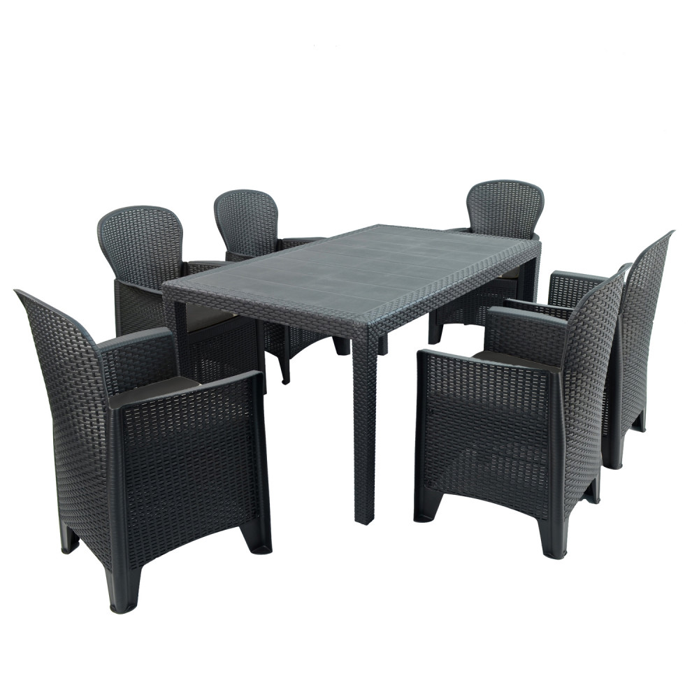 Salerno Table with Sicily Chairs in Anthracite Salerno Table with Sicily Chairs in Anthracite