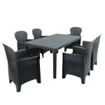 Salerno Table with Sicily Chairs in Anthracite Salerno Table with Sicily Chairs in Anthracite