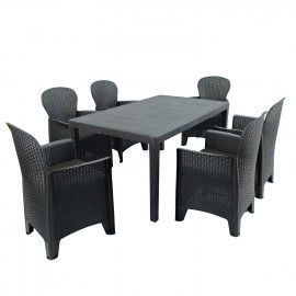 Salerno Table with Sicily Chairs in Anthracite
