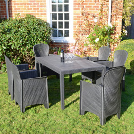 Salerno Table with Sicily Chairs in Anthracite Salerno Table with Sicily Chairs in Anthracite