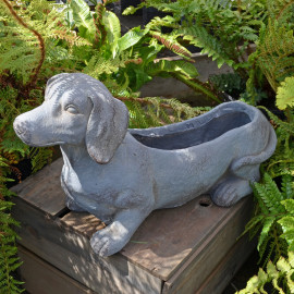 Sausage Dog Planter – blue iron effect