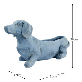 Sausage Dog Planter – blue iron effect Sausage Dog Planter – blue iron effect