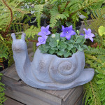 Snail Planter – blue iron effect Snail Planter – blue iron effect