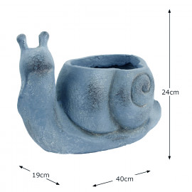 Snail Planter – blue iron effect Snail Planter – blue iron effect