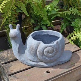 Snail Planter – blue iron effect Snail Planter – blue iron effect