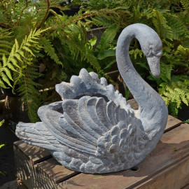 Swan Planter – blue iron effect Swan Planter – blue iron effect